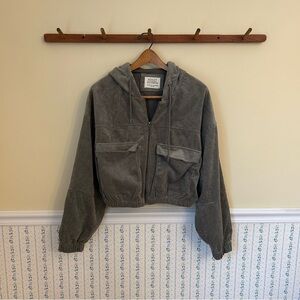 Ashley by 26 International Ribbed Hooded Cropped Jacket